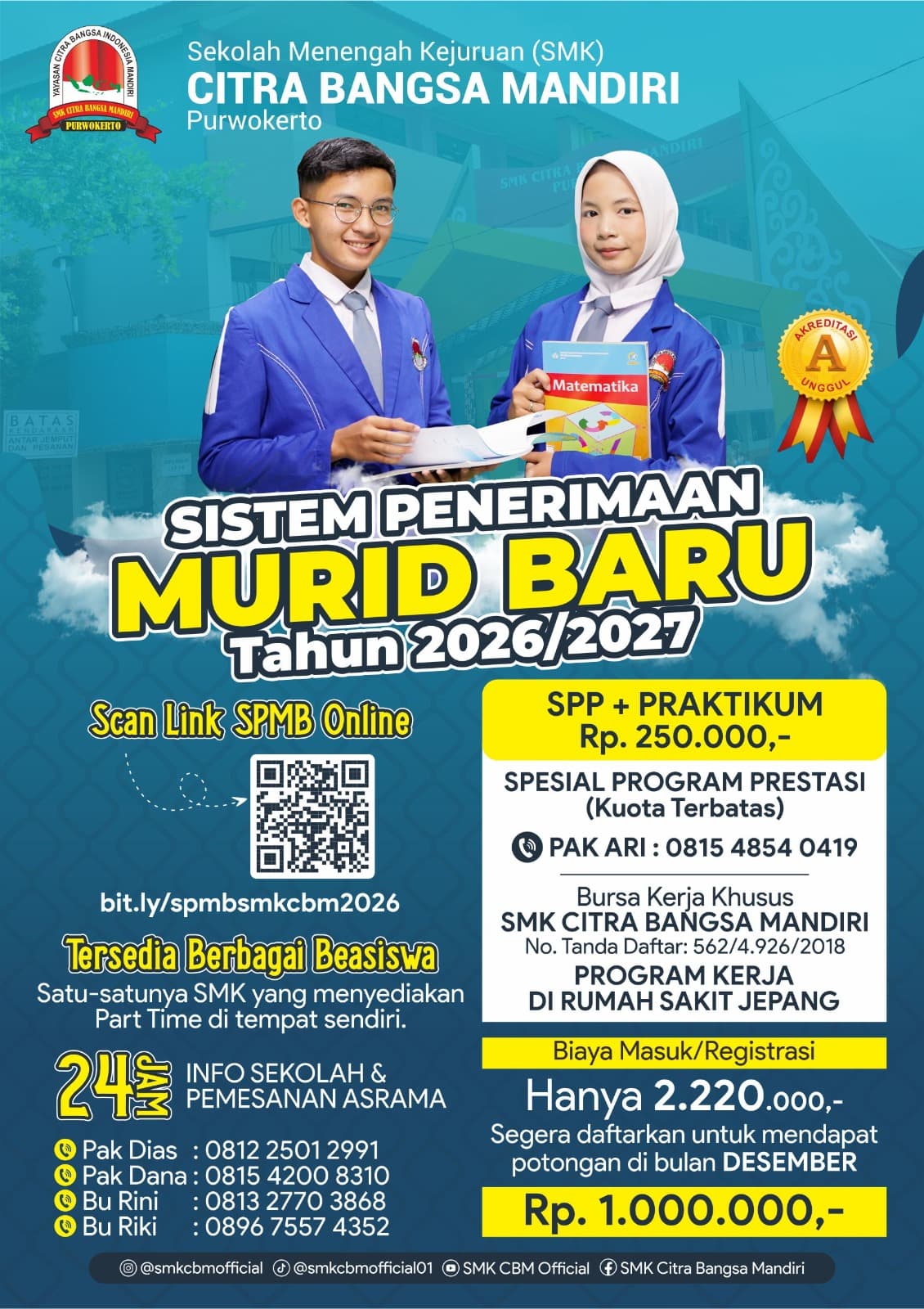 Poster PPDB SMK CBM Tahun Ajaran 2026/2027